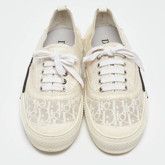 Dior White Oblique Canvas Walk'n'Dior Sneakers Size 45 - Picture 3 of 4